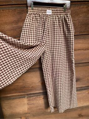 Wide-Leg Gingham Pants Neer Brand